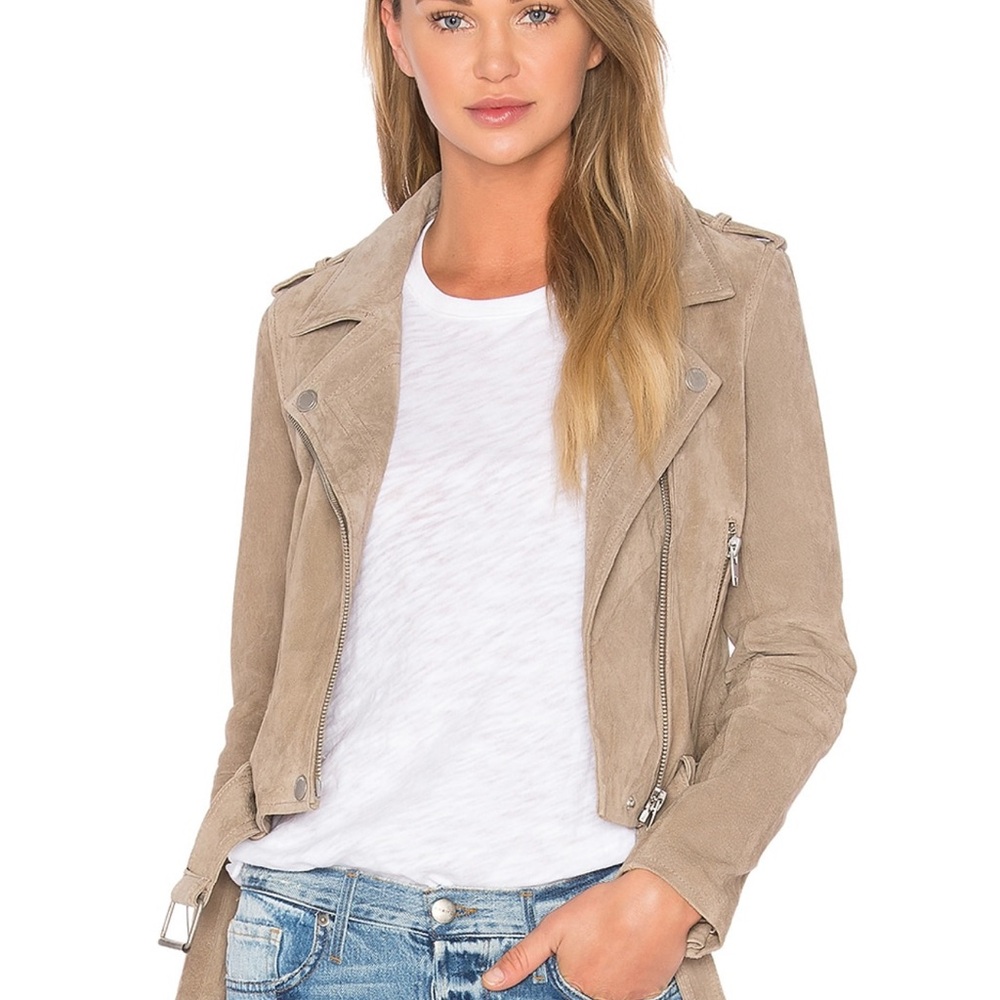 Blank NYC Beige Suede moto Jacket